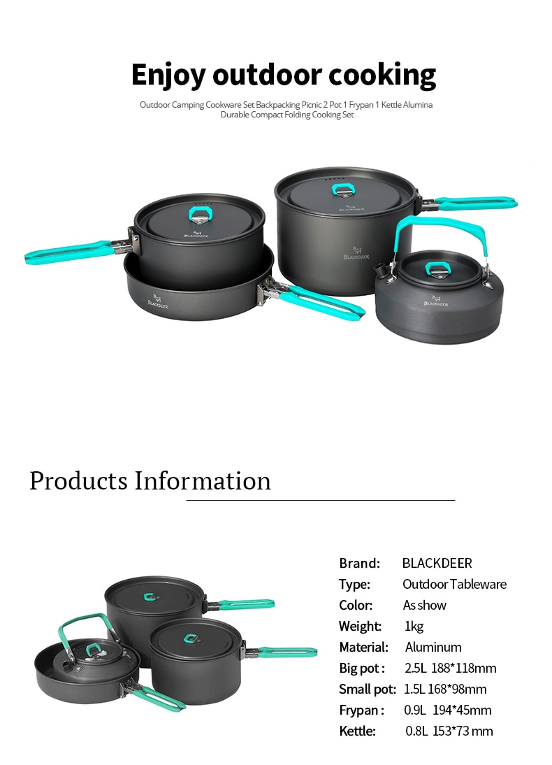 Blue Handle Camping Cookware Set