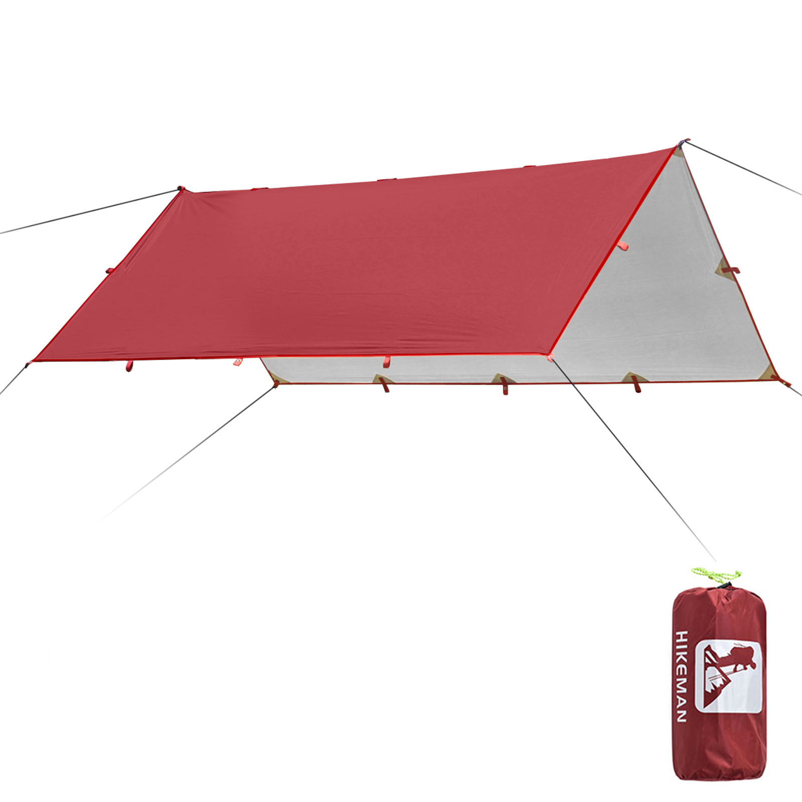 3.2x3m Ultralight 210T Silver Tarp Canopy Sunshade Outdoor Camping Hammock Rain Fly Beach Sun Shelter Waterproof PU5000 Tent