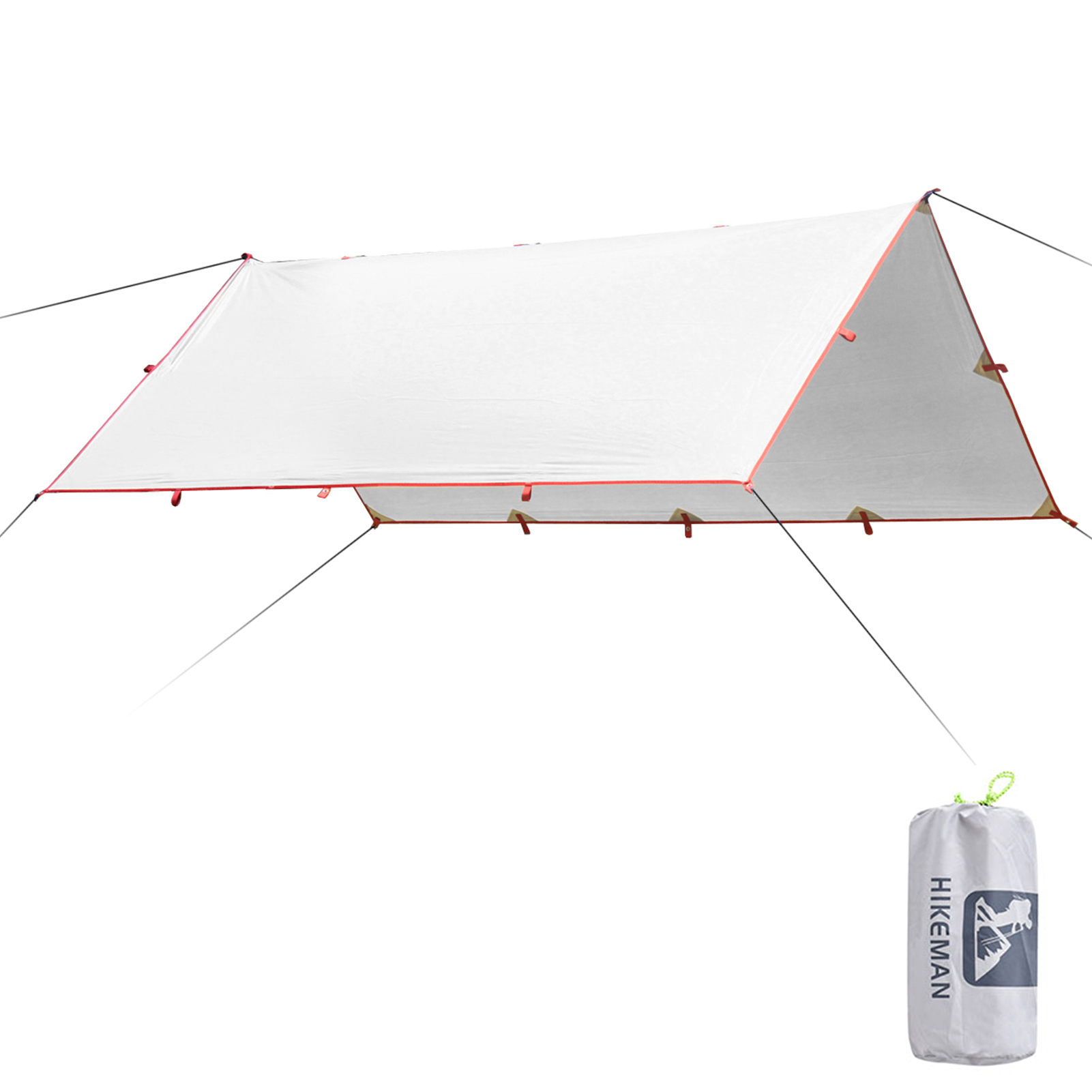 3.2x3m Ultralight 210T Silver Tarp Canopy Sunshade Outdoor Camping Hammock Rain Fly Beach Sun Shelter Waterproof PU5000 Tent