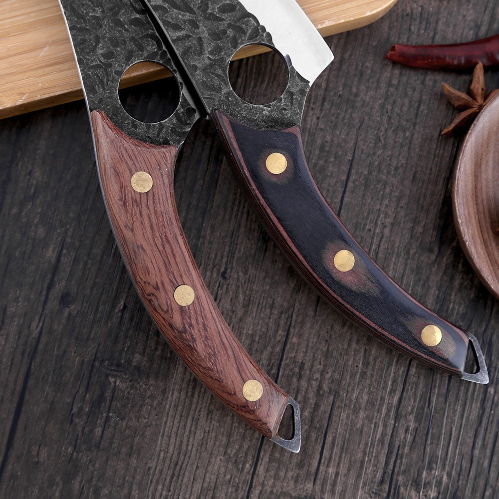 XYj 3pcs Serbian Chef Knife High Carbon Full Tang Cleaer Butcher Leather Cover Sheath Survival Camping Hiking Tools Gift Box