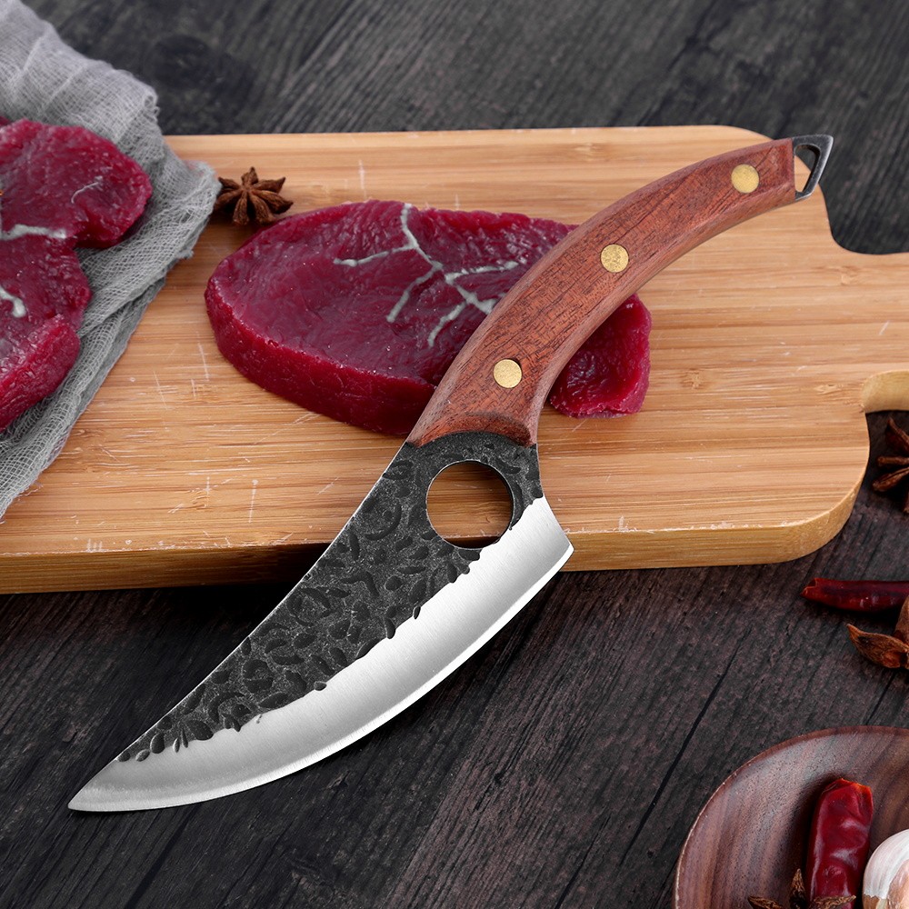 XYj 3pcs Serbian Chef Knife High Carbon Full Tang Cleaer Butcher Leather Cover Sheath Survival Camping Hiking Tools Gift Box