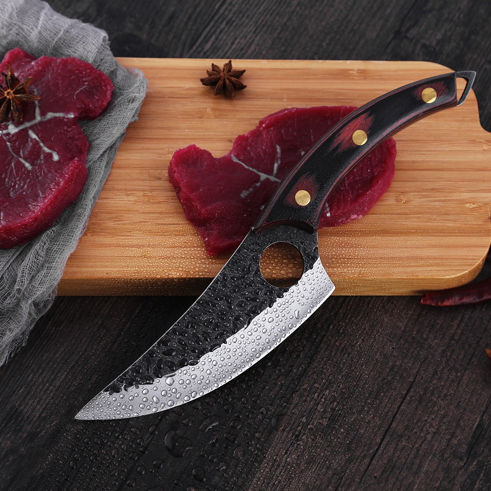 XYj 3pcs Serbian Chef Knife High Carbon Full Tang Cleaer Butcher Leather Cover Sheath Survival Camping Hiking Tools Gift Box