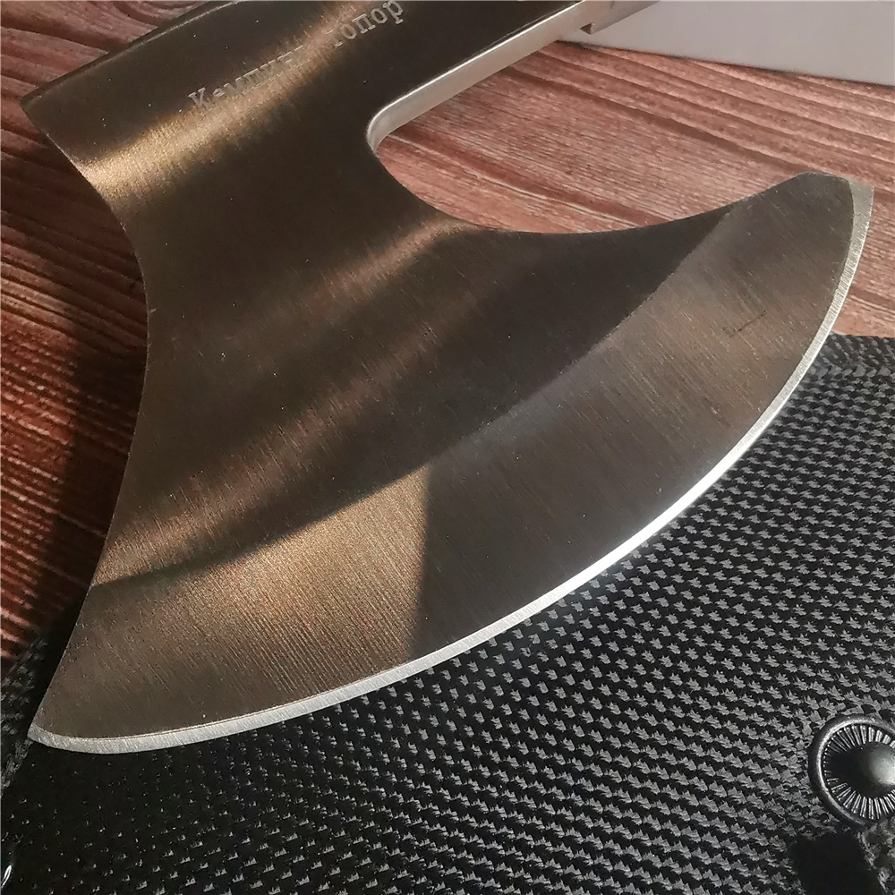 22CM Small Axe, 58HRC Thick Stainless Steel Axe, Non-slip Wooden Handle, Camping Battle Axe, Survival Tool