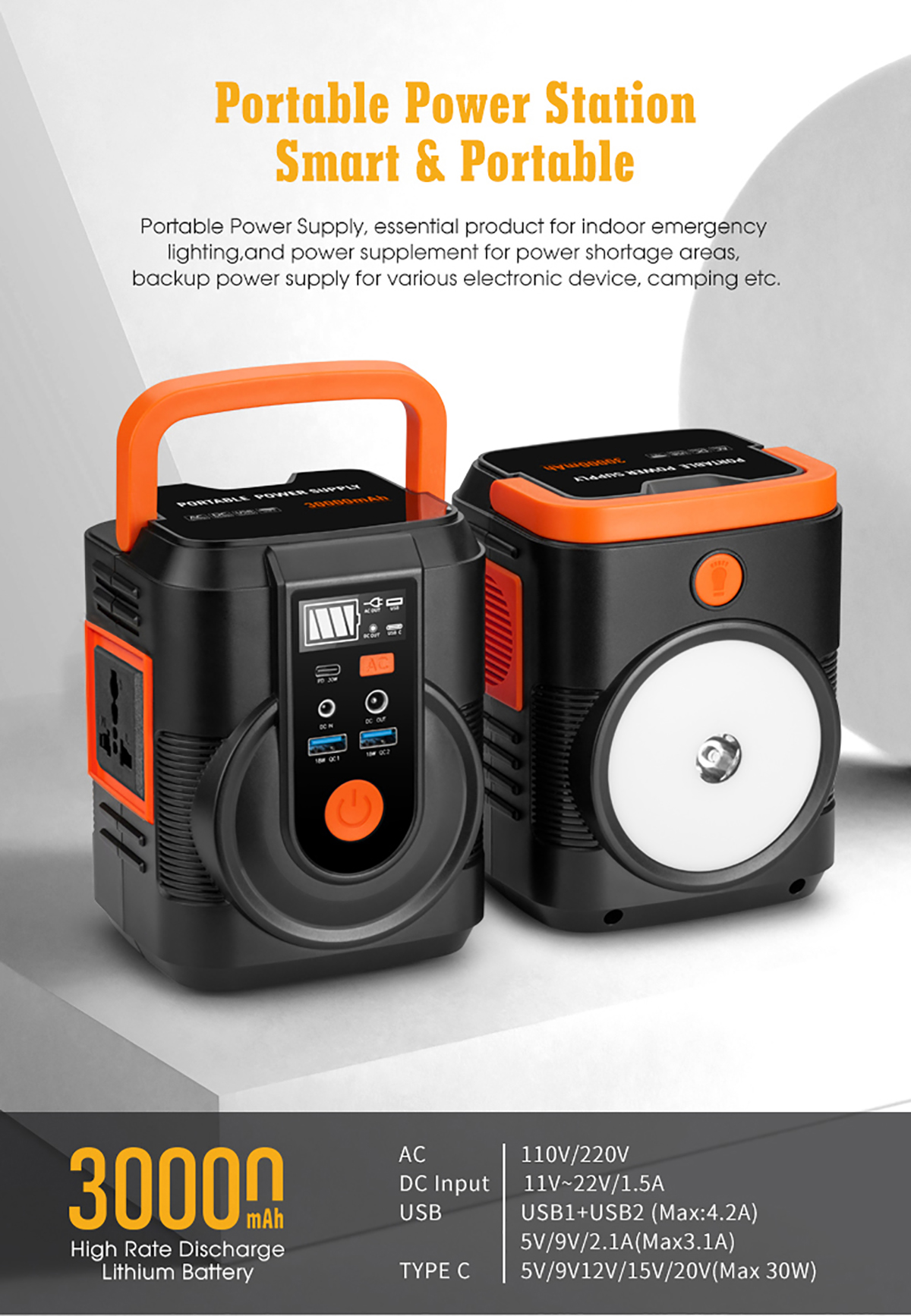 220V 110V Portable Rechargeable Outdoor Generator Battery Charger 30000mAh Emergency Laptop Power Bank Station Supply Camping 220V 110V Portable Rechargeable Outdoor Generator Battery Charger 30000mAh Emergency Laptop Power Bank Station Supply Camping