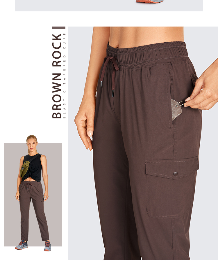 Women's Hiking Pants Lightweight Cargo Pants Quick Dry Drawstring Travel Workout Athletic Sweatpants with Pockets