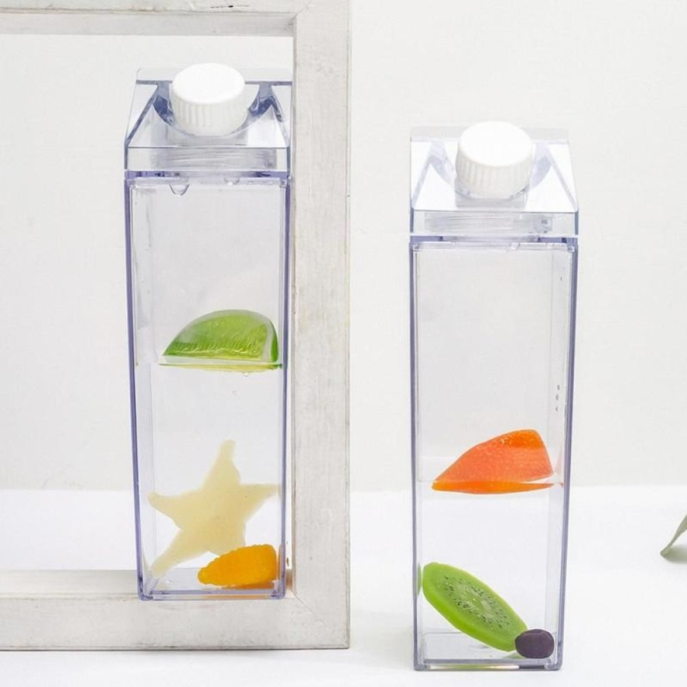 500ml Square Milk Carton Kitchen Leak-proof Transparent Milk Kettle Cup Reusable Water Juice Bottle Portable Camping Bottles