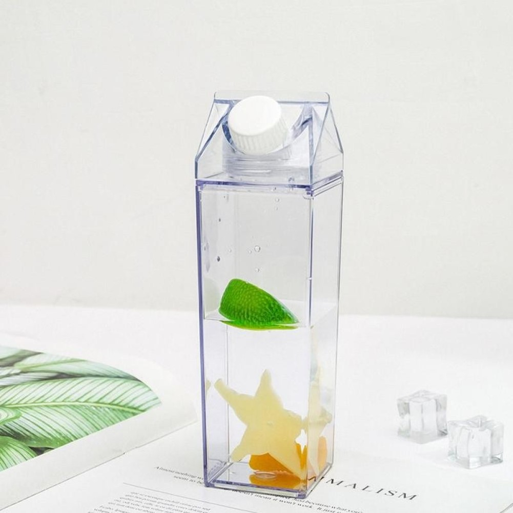 500ml Square Milk Carton Kitchen Leak-proof Transparent Milk Kettle Cup Reusable Water Juice Bottle Portable Camping Bottles