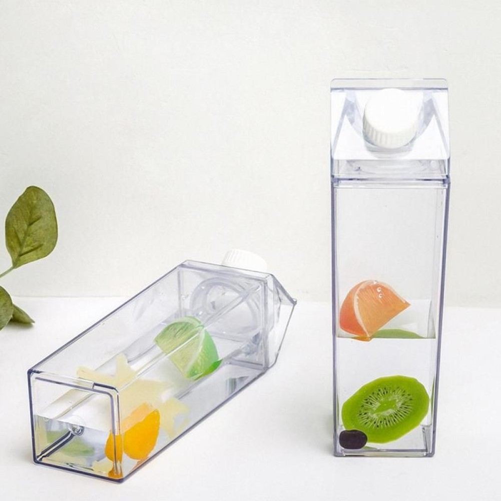 500ml Square Milk Carton Kitchen Leak-proof Transparent Milk Kettle Cup Reusable Water Juice Bottle Portable Camping Bottles