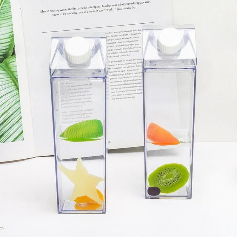 500ml Square Milk Carton Kitchen Leak-proof Transparent Milk Kettle Cup Reusable Water Juice Bottle Portable Camping Bottles