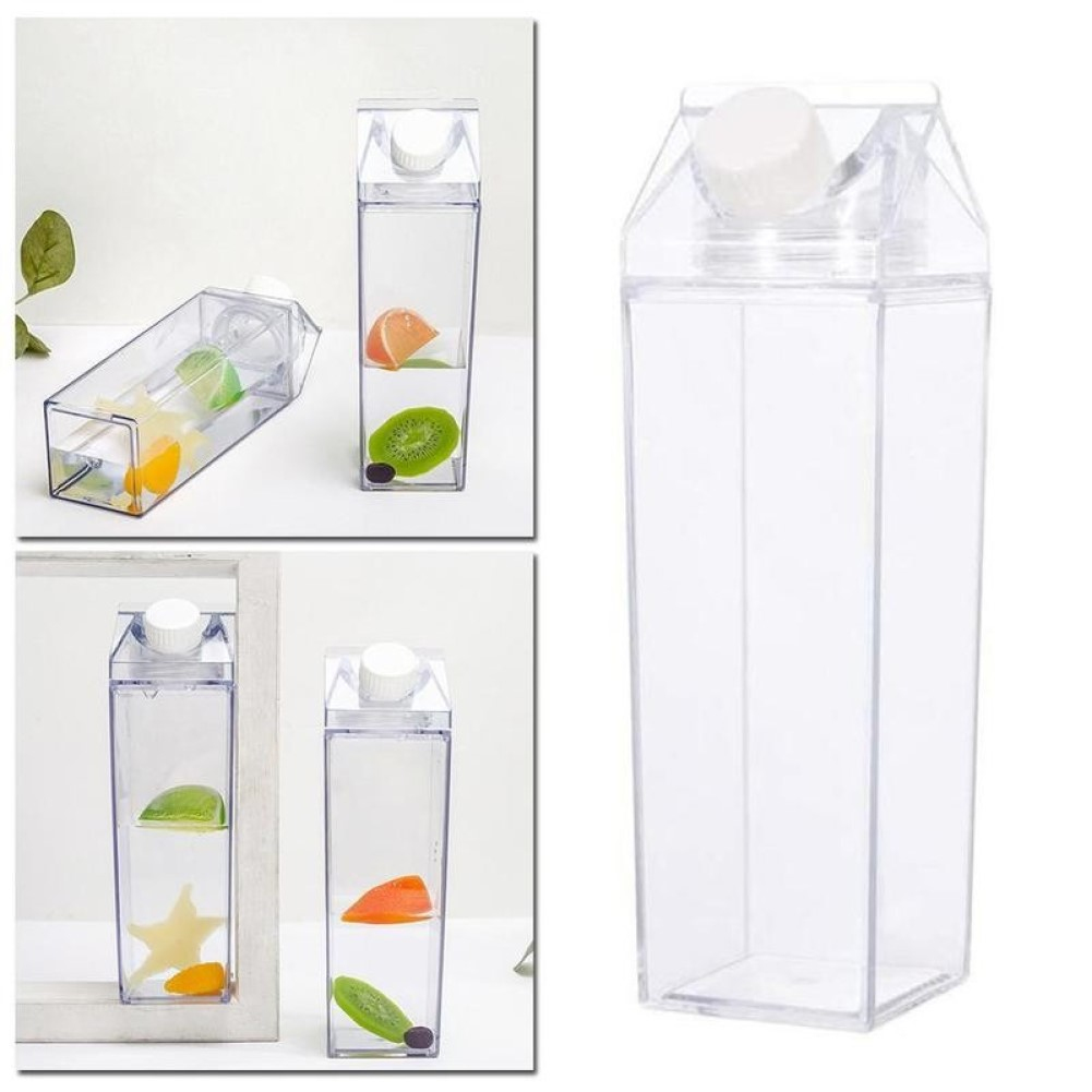 500ml Square Milk Carton Kitchen Leak-proof Transparent Milk Kettle Cup Reusable Water Juice Bottle Portable Camping Bottles