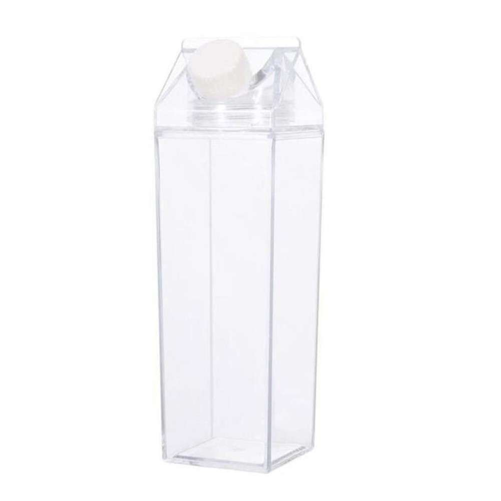 500ml Square Milk Carton Kitchen Leak-proof Transparent Milk Kettle Cup Reusable Water Juice Bottle Portable Camping Bottles