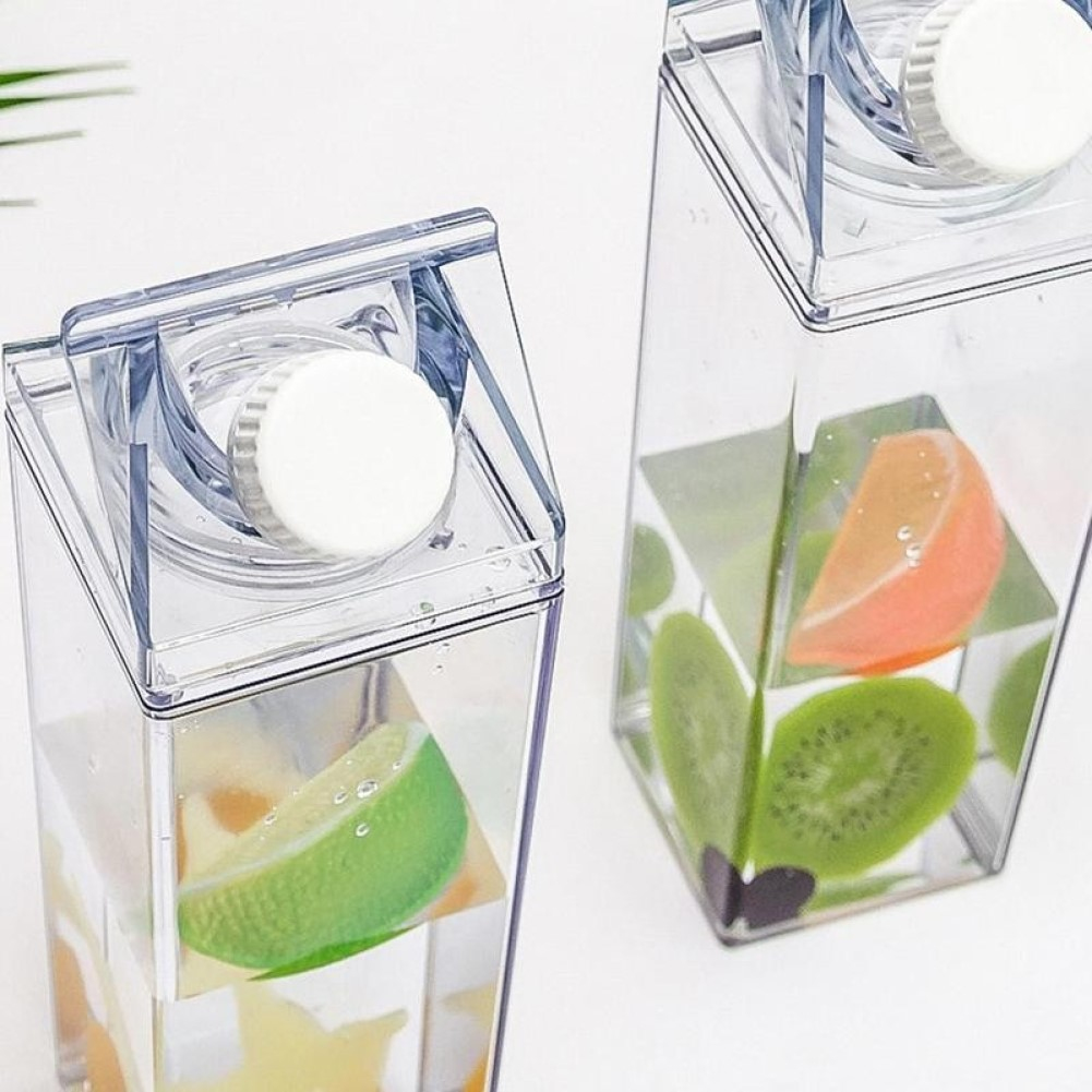 500ml Square Milk Carton Kitchen Leak-proof Transparent Milk Kettle Cup Reusable Water Juice Bottle Portable Camping Bottles