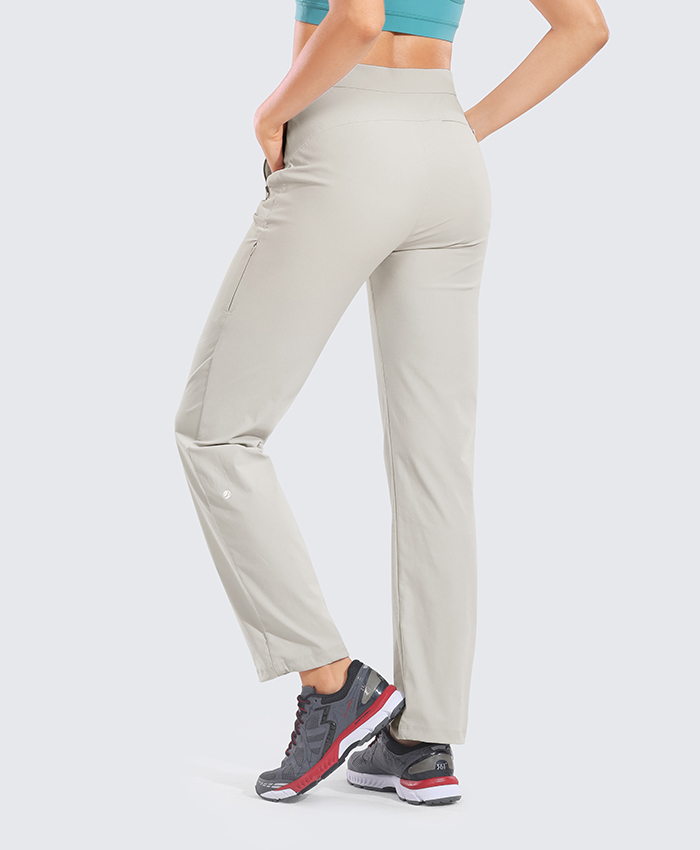 High Waisted Hiking Pants Drawcord Lightweight Casual Outdoor Quick Dry Jogger with Zipper Pockets For Women 32 inches
