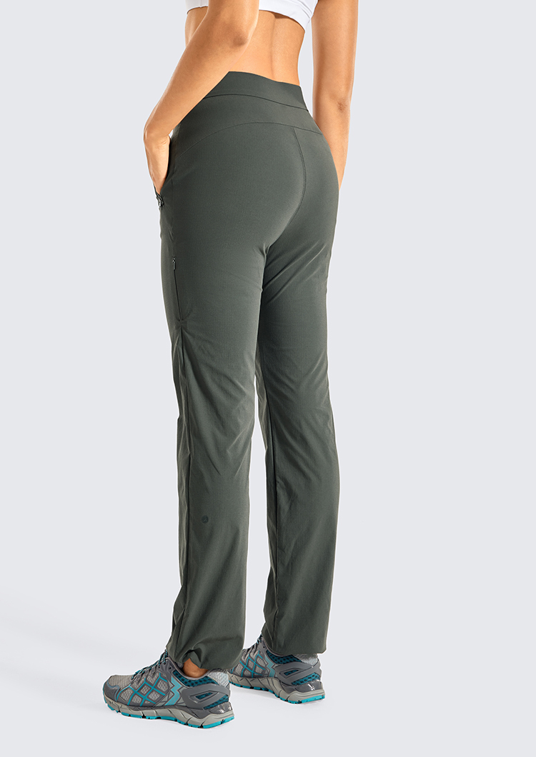 High Waisted Hiking Pants Drawcord Lightweight Casual Outdoor Quick Dry Jogger with Zipper Pockets For Women 32 inches