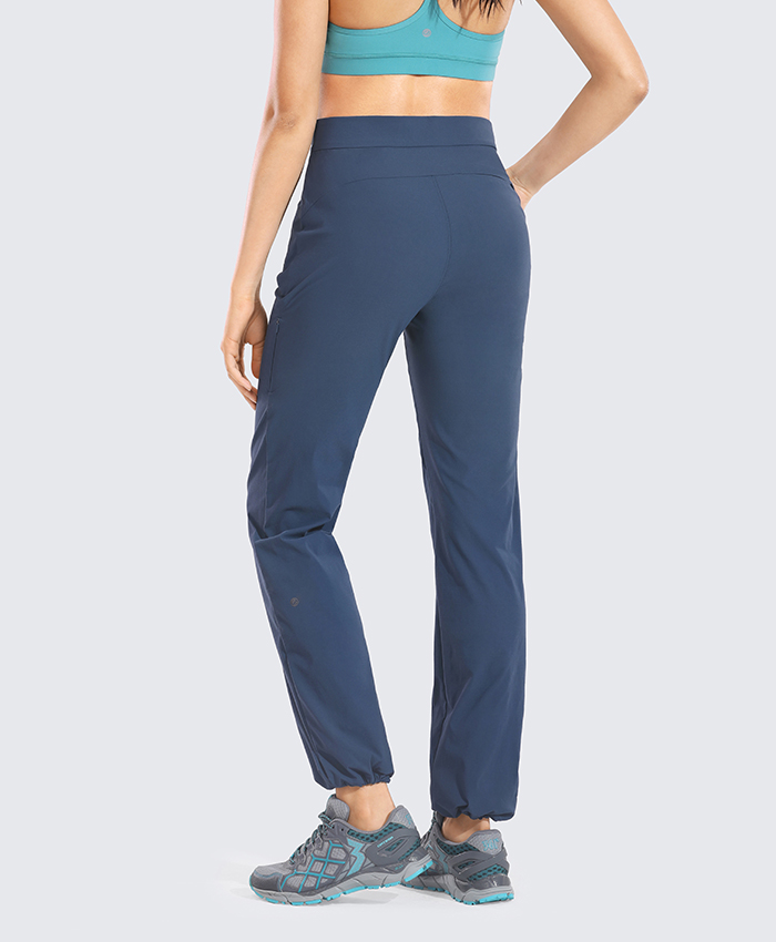 High Waisted Hiking Pants Drawcord Lightweight Casual Outdoor Quick Dry Jogger with Zipper Pockets For Women 32 inches