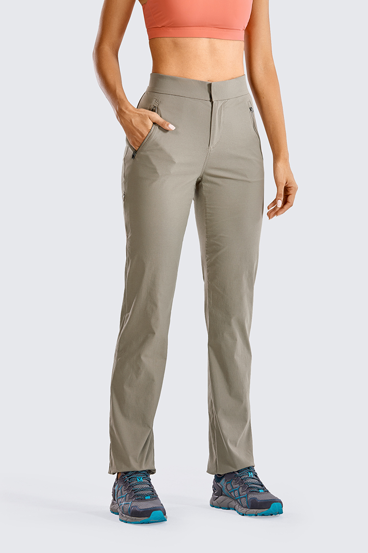 High Waisted Hiking Pants Drawcord Lightweight Casual Outdoor Quick Dry Jogger with Zipper Pockets For Women 32 inches