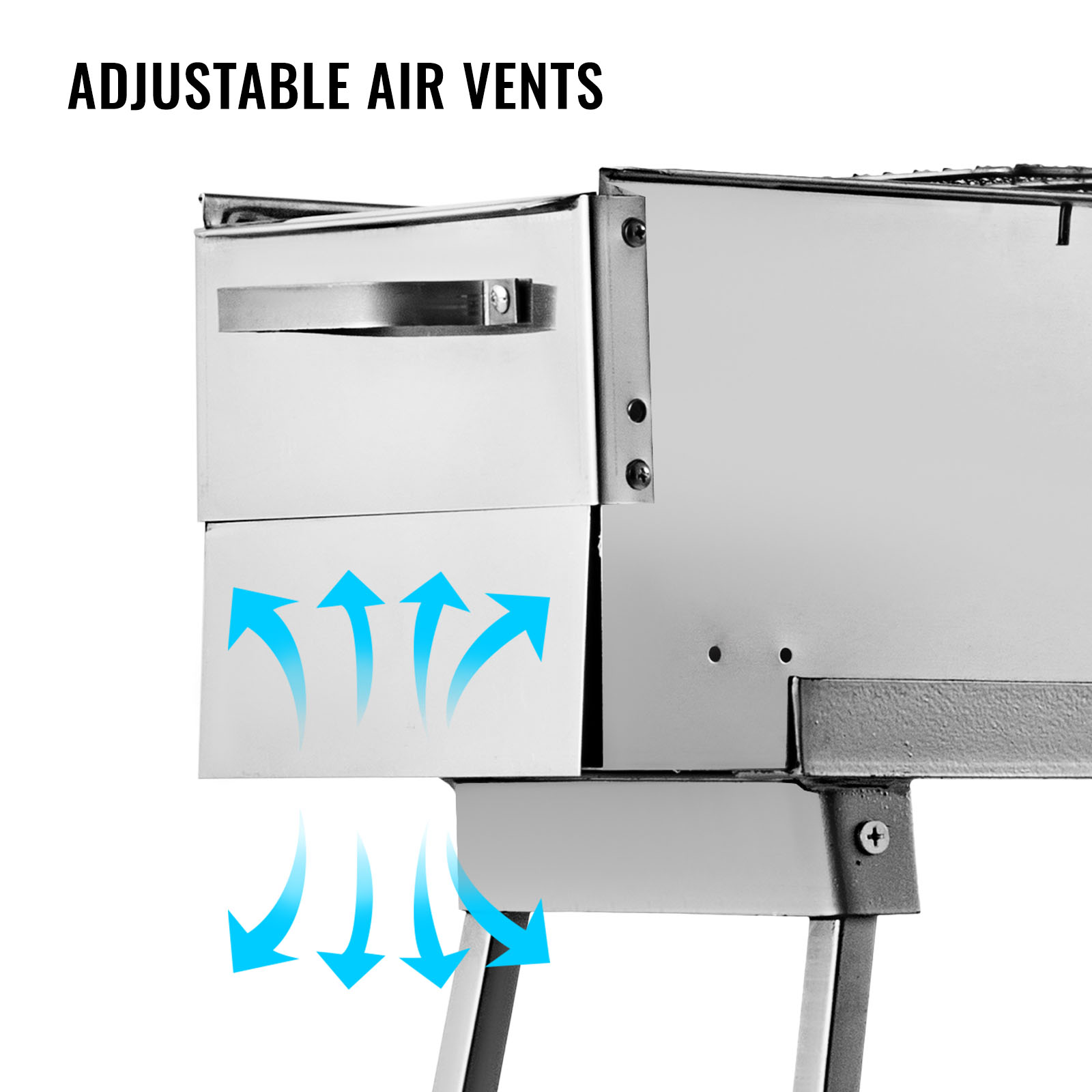 VEVOR 32-In Party Griller Stainless Steel Charcoal Grill W/ Adjustable Air Vents Easy to Carry BBQ Lamb Kebab Camping Outdoors