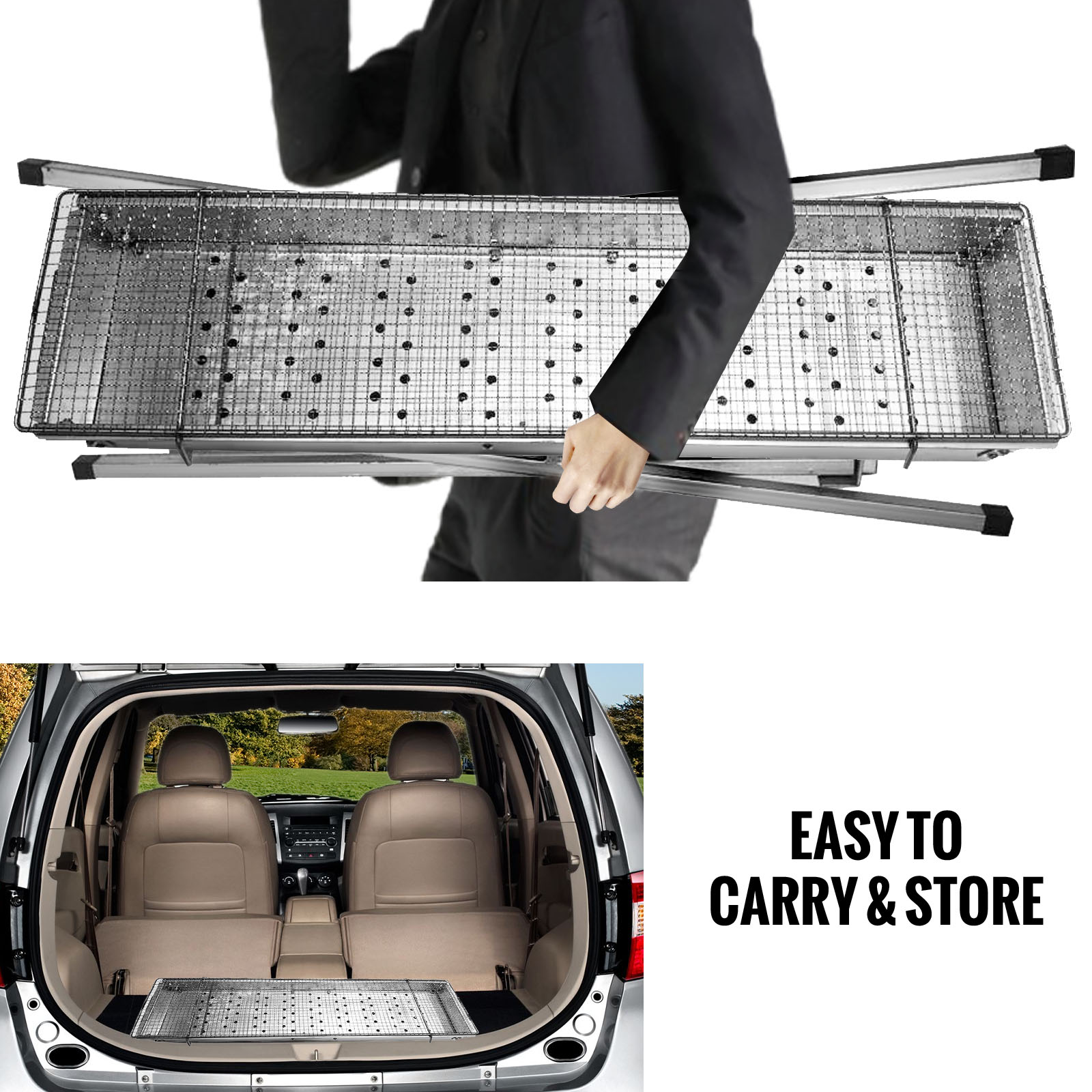 VEVOR 32-In Party Griller Stainless Steel Charcoal Grill W/ Adjustable Air Vents Easy to Carry BBQ Lamb Kebab Camping Outdoors