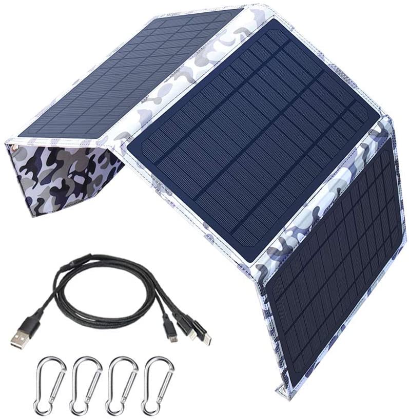 Foldable 5V 3A Dual USB Solar Panel Outdoor Folding Waterproof 21W Solar Charger Mobile Power Battery Charger With 3 in 1 Cable