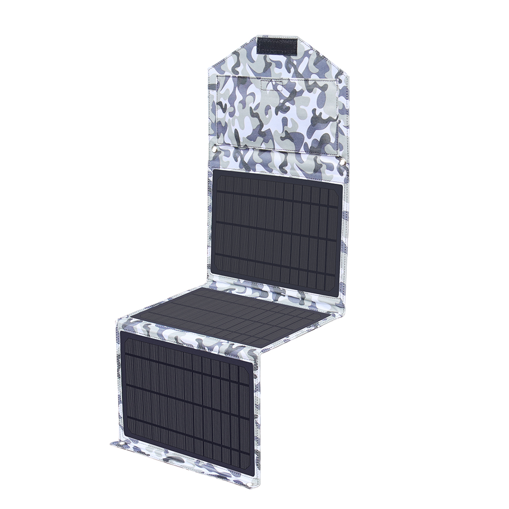 Foldable 5V 3A Dual USB Solar Panel Outdoor Folding Waterproof 21W Solar Charger Mobile Power Battery Charger With 3 in 1 Cable