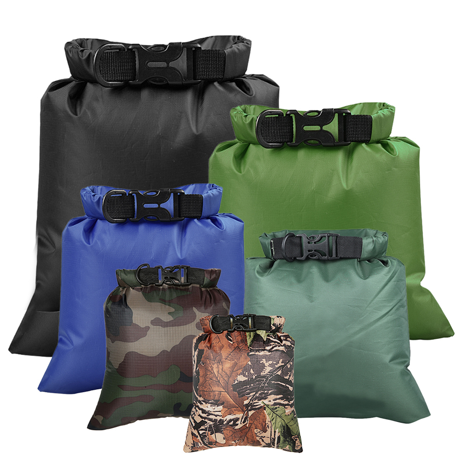 6 PCS Outdoor Waterproof Bag Dry Pack Sack Sports Bag for Drifting Boating Floating Kayaking Beach Camping Surfing Swimming Bags