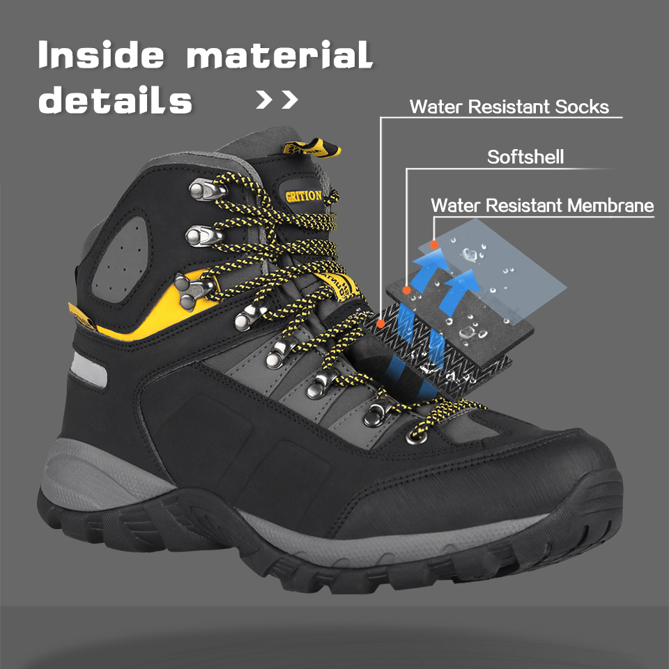 GRITION Mens Waterproof Trekking Hiking Boots Lace Up Mountain Climbing Work Shoes Non Slip Outdoor Winter Warm 2021 Size 47 New