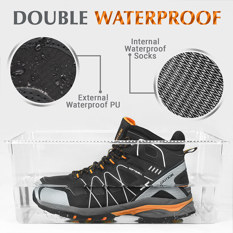 GRITION Mens Waterproof Trekking Hiking Boots Lace Up Mountain Climbing Work Shoes Non Slip Outdoor Winter Warm 2021 Size 47 New