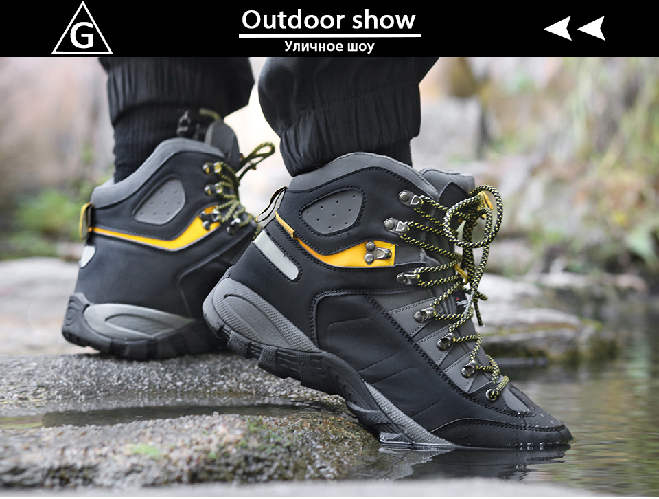 GRITION Mens Waterproof Trekking Hiking Boots Lace Up Mountain Climbing Work Shoes Non Slip Outdoor Winter Warm 2021 Size 47 New