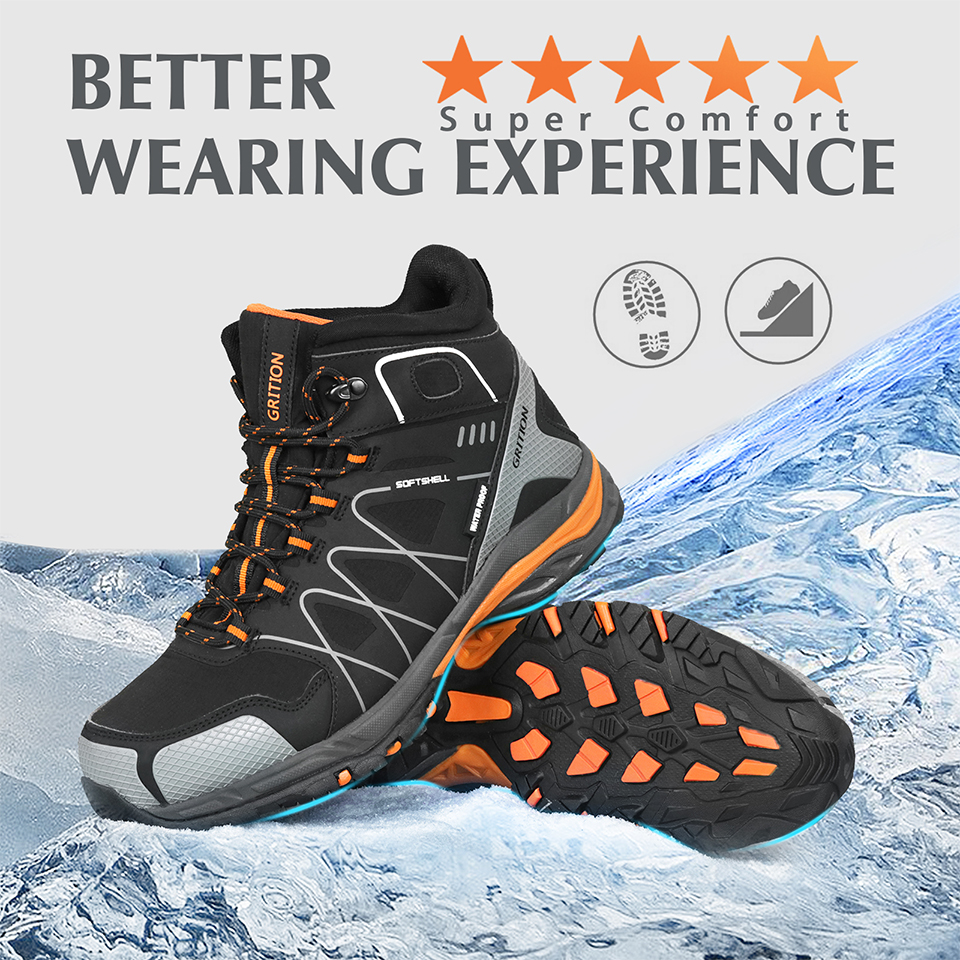 GRITION Mens Waterproof Trekking Hiking Boots Lace Up Mountain Climbing Work Shoes Non Slip Outdoor Winter Warm 2021 Size 47 New
