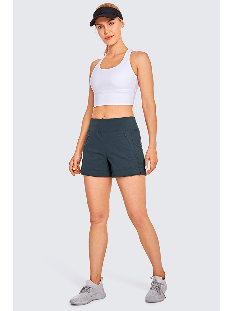 SYROKAN Women's Shorts Lightweight Hiking Travel Outdoor Quick-Dry Athletic Workout Shorts with Zip Pockets - 4 Inches