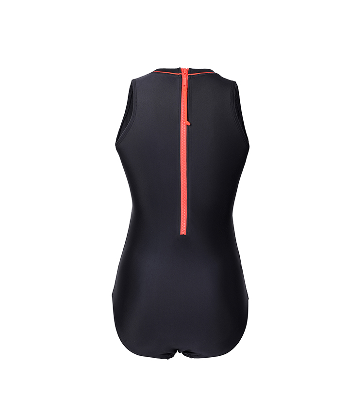 SYROKAN Women's Sleek High Neck Zipper Maillot Training Athletic One Piece Swimsuit