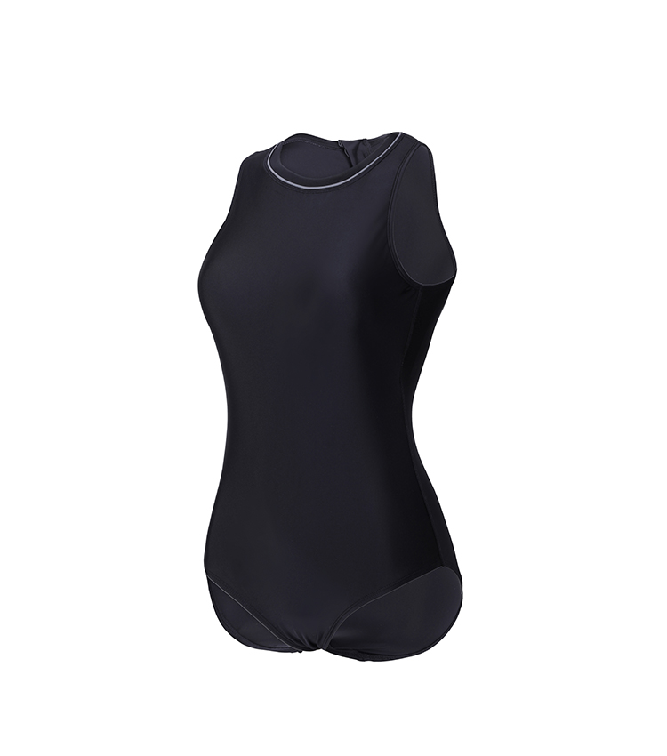 SYROKAN Women's Sleek High Neck Zipper Maillot Training Athletic One Piece Swimsuit