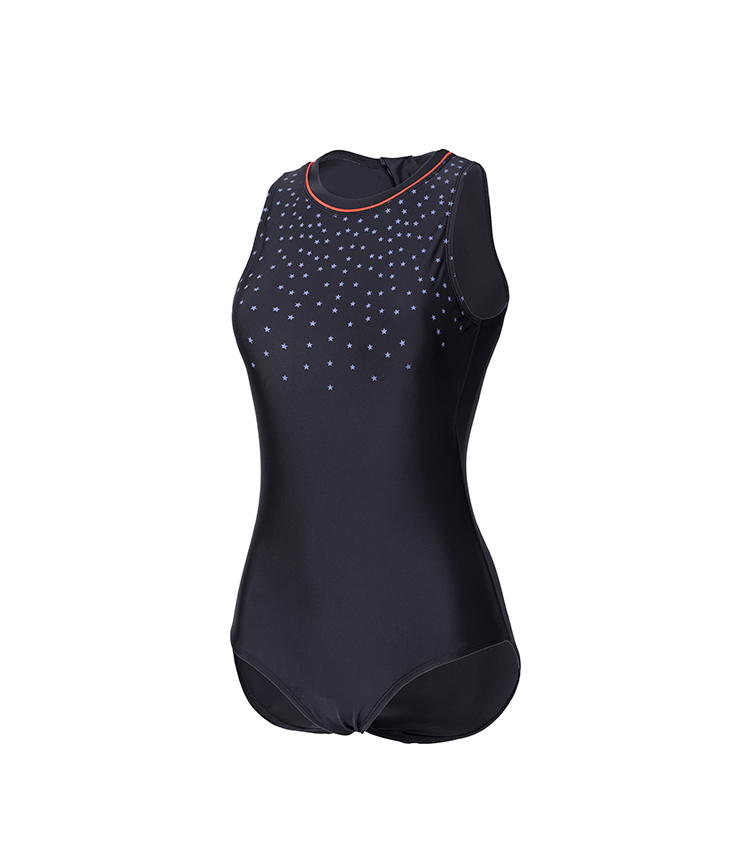 SYROKAN Women's Sleek High Neck Zipper Maillot Training Athletic One Piece Swimsuit