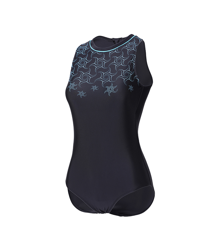 SYROKAN Women's Sleek High Neck Zipper Maillot Training Athletic One Piece Swimsuit