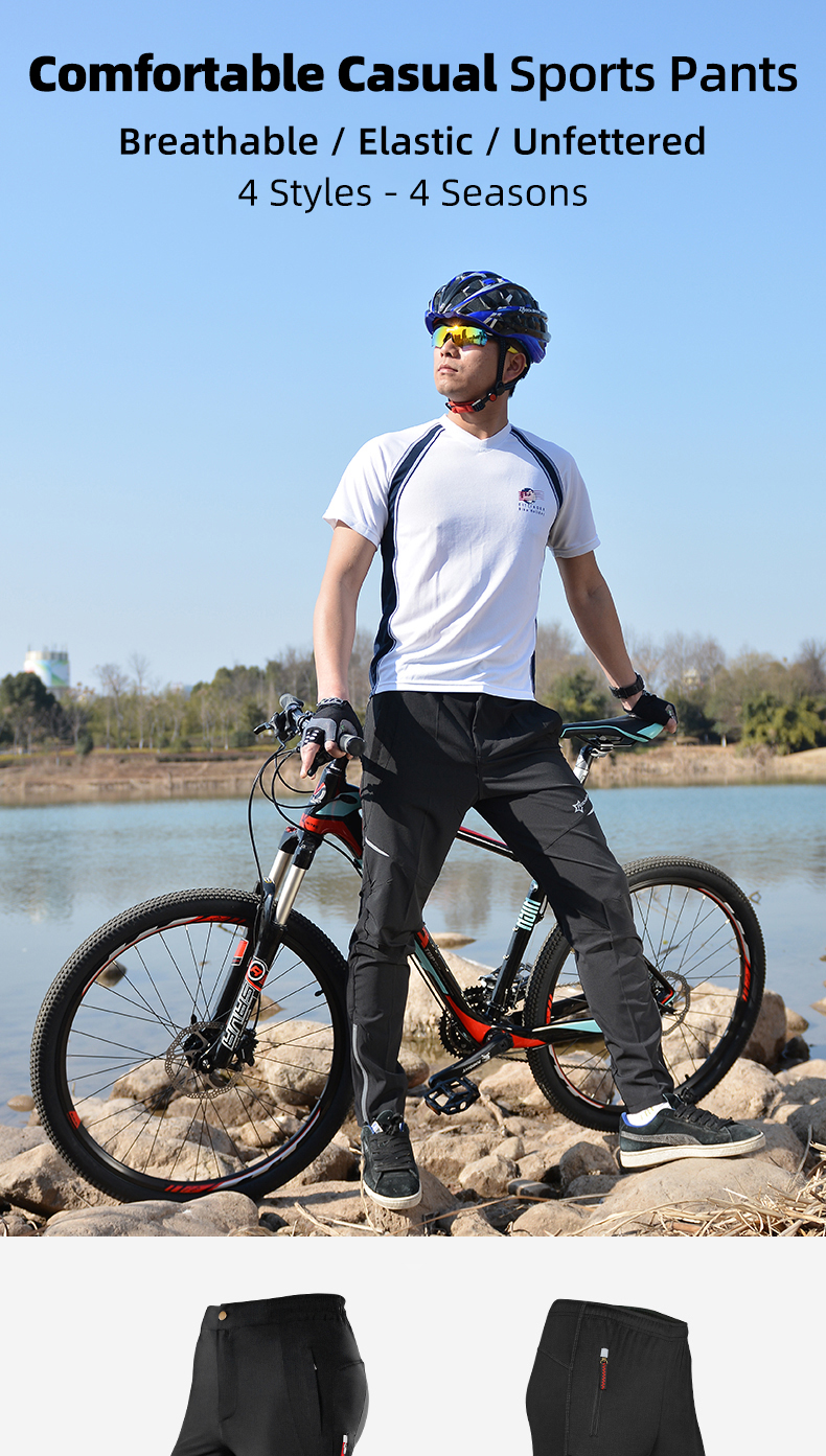 ROCKBROS Men Women Windproof Breathable Cycling Bicycle Pants Bike Sport Pants Riding Running Hiking Fishing Fitness Trousers