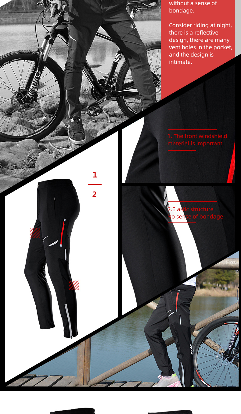ROCKBROS Men Women Windproof Breathable Cycling Bicycle Pants Bike Sport Pants Riding Running Hiking Fishing Fitness Trousers