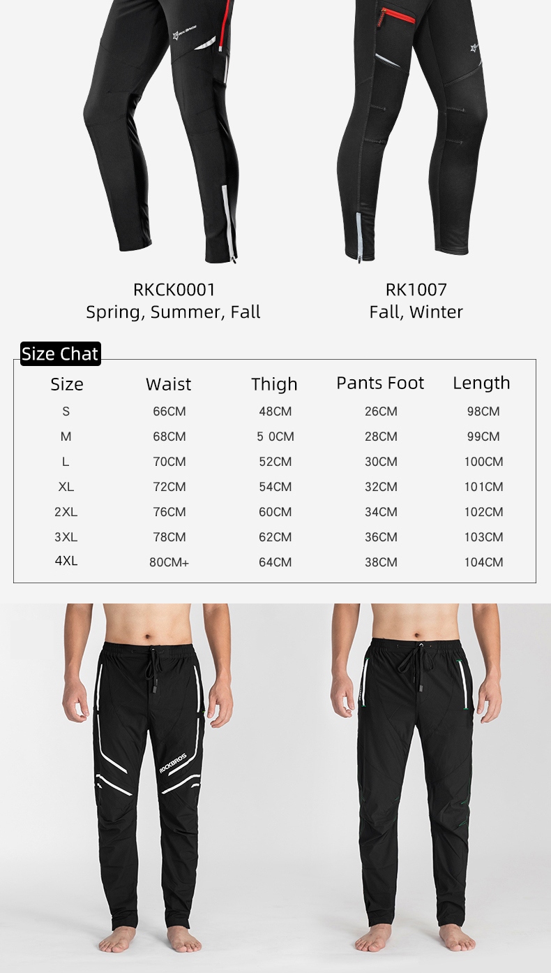 ROCKBROS Men Women Windproof Breathable Cycling Bicycle Pants Bike Sport Pants Riding Running Hiking Fishing Fitness Trousers