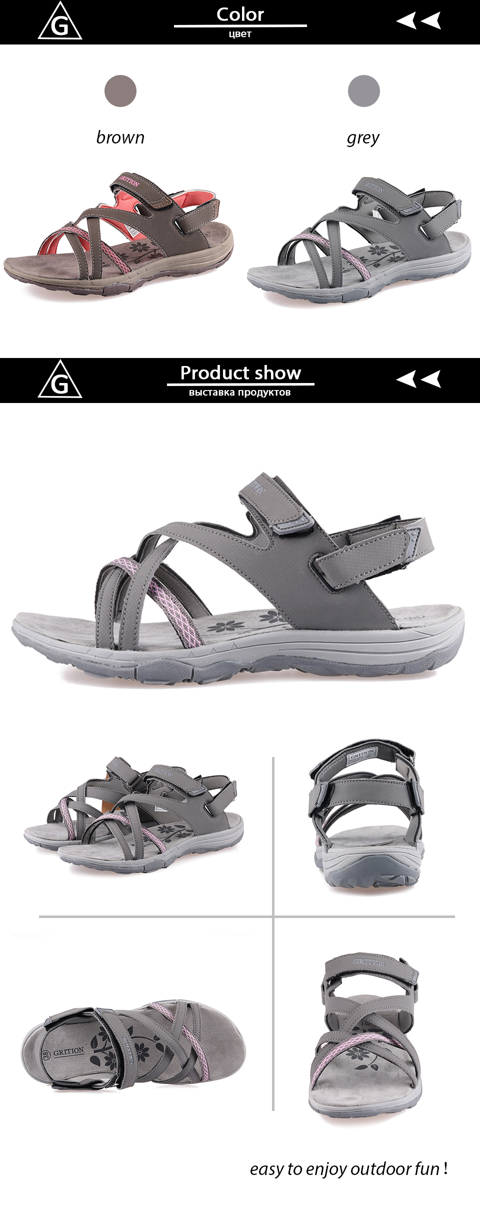 GRITION Women Sandals Summer Sport Flat Breathable Beach Shoes Outdoor Footwear New Brand Designers Hiking Trekking Non Slip2021
