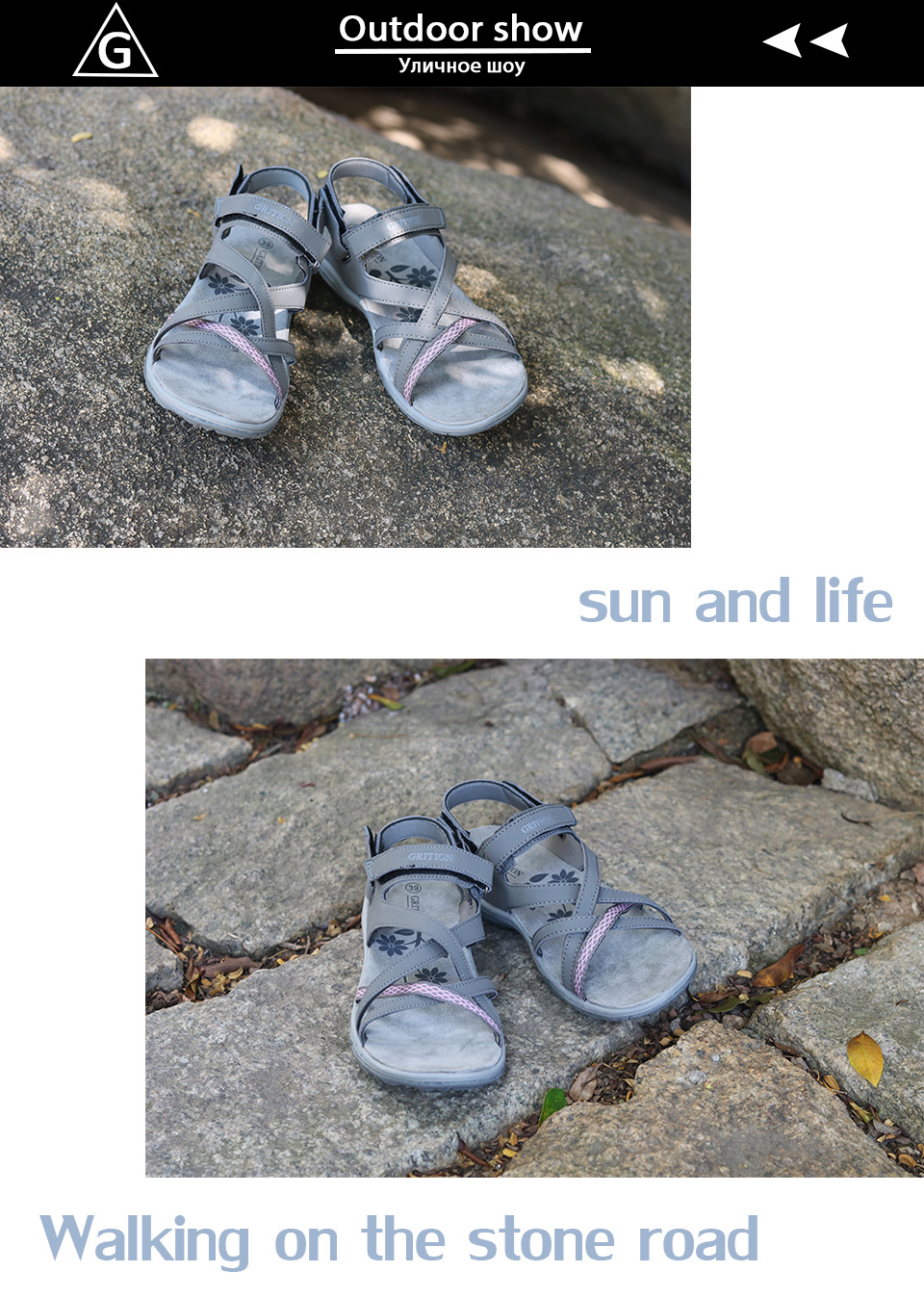 GRITION Women Sandals Summer Sport Flat Breathable Beach Shoes Outdoor Footwear New Brand Designers Hiking Trekking Non Slip2021