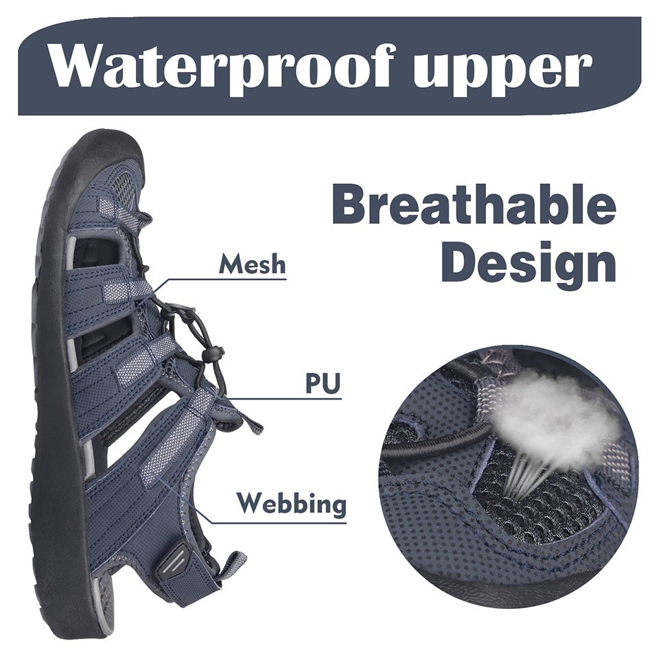 GRITION Sandals Men Outdoor Summer Shoes Beach Hiking Trekking Flat Comfortable Male Leather Breathable Non Slip 2021 Size 46