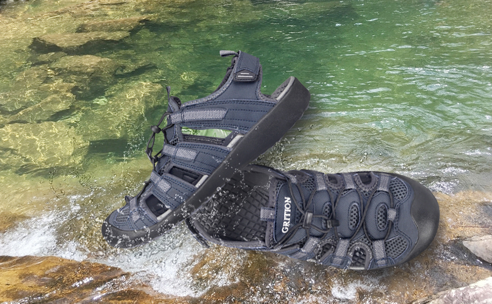 GRITION Sandals Men Outdoor Summer Shoes Beach Hiking Trekking Flat Comfortable Male Leather Breathable Non Slip 2021 Size 46