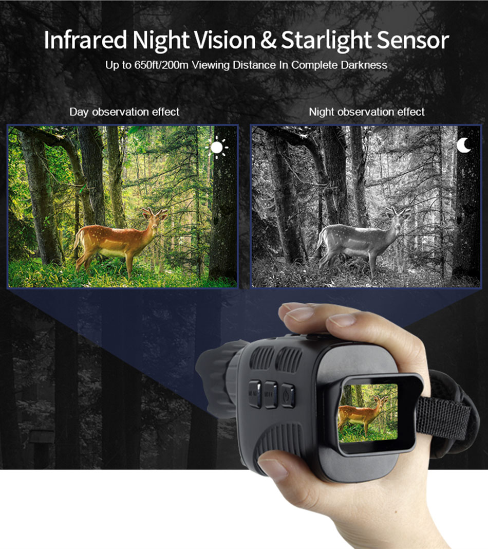 Night Vision Monocular NV3185 Infrared Digital Hunting Telescope Camping Equipment Hunt Animal Photography Video 300m Distance