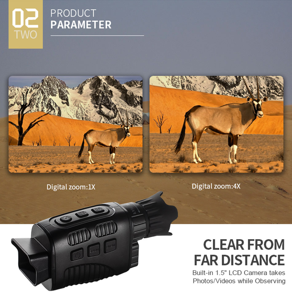 Night Vision Monocular NV3185 Infrared Digital Hunting Telescope Camping Equipment Hunt Animal Photography Video 300m Distance