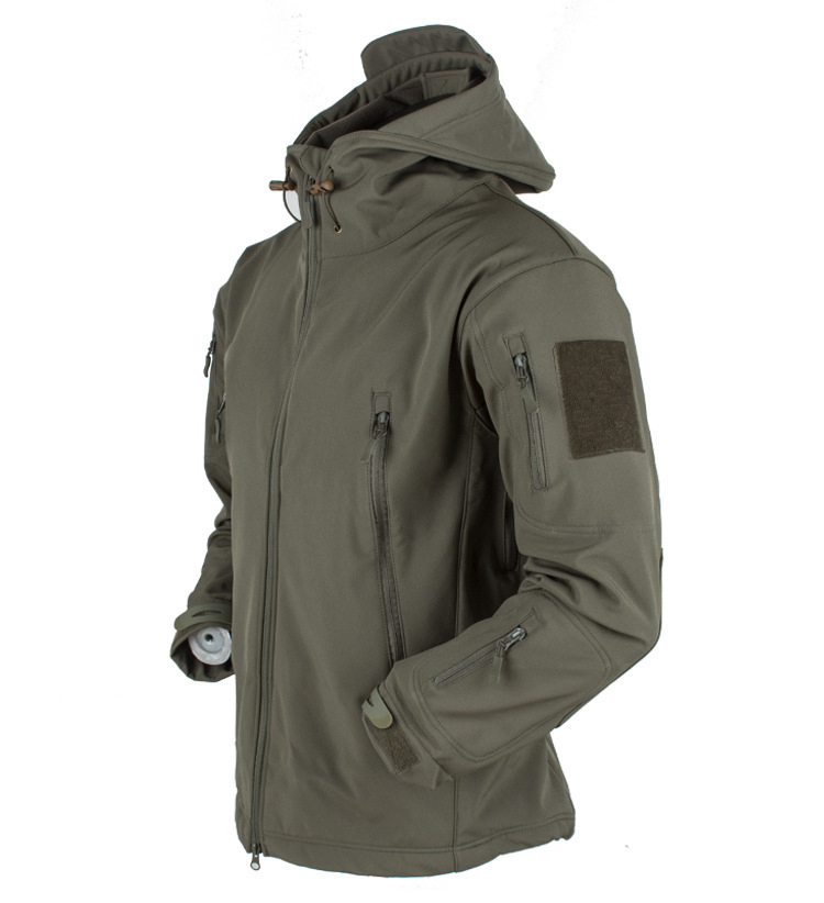 Military Shark Skin Soft Shell Jackets Men Tactical Windproof Waterproof Coat Army Combat Pants Hood Camp Fish Trekking Trousers