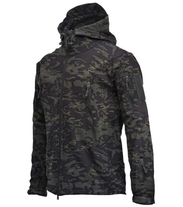 Military Shark Skin Soft Shell Jackets Men Tactical Windproof Waterproof Coat Army Combat Pants Hood Camp Fish Trekking Trousers