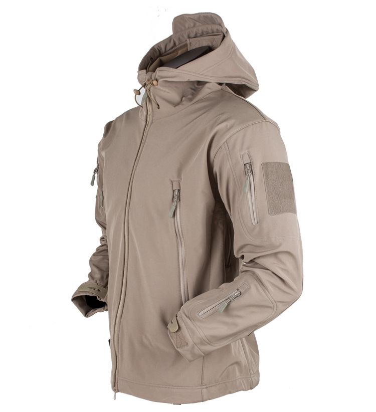 Military Shark Skin Soft Shell Jackets Men Tactical Windproof Waterproof Coat Army Combat Pants Hood Camp Fish Trekking Trousers