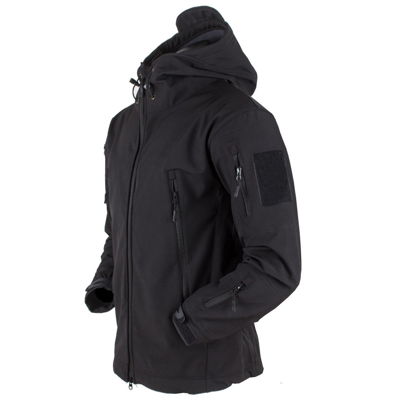 Military Shark Skin Soft Shell Jackets Men Tactical Windproof Waterproof Coat Army Combat Pants Hood Camp Fish Trekking Trousers