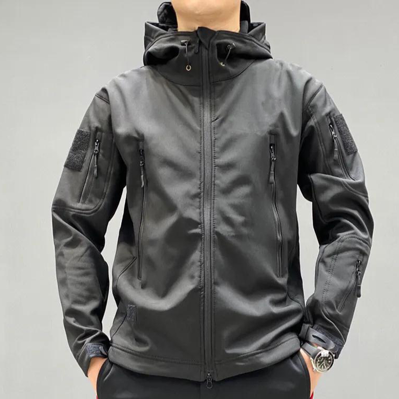 Military Shark Skin Soft Shell Jackets Men Tactical Windproof Waterproof Coat Army Combat Pants Hood Camp Fish Trekking Trousers
