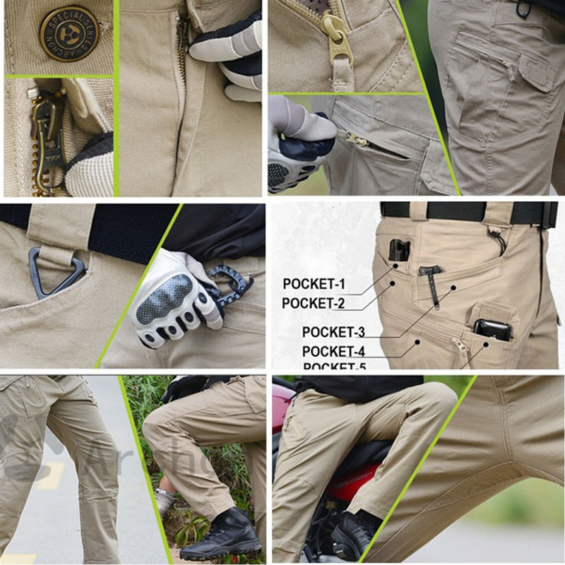 Men's No Elastic Tactical Climbing Cycling Sport Spring Fall Camp Hiking Fish Army Military Trousers Waterproof Quick Dry Pants