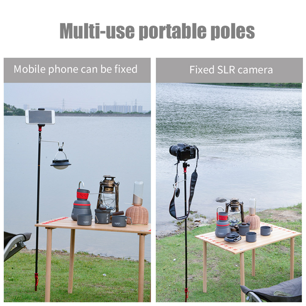 Outdoor Camping Hiking Folding Lamp Post Pole Aluminum Alloy Portable Fishing Hanging Light Fixing Stand Holder